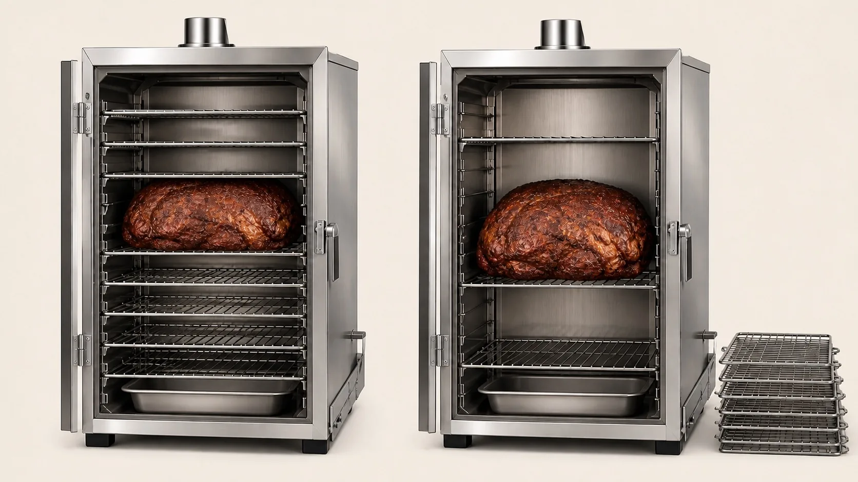 Concept illustration comparing food clearance between smoker racks